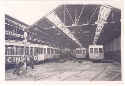 Trams at the Municipal Company of Madrid Transport (EMT). 