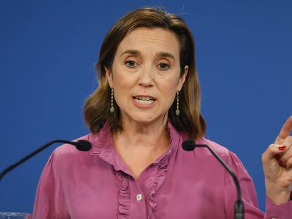 La secretaria general del PP, Cuca Gamarra, en una rueda de prensa este jueves después de la reunión del Comité de Dirección del partido. Cézaro De Luca / Europa Press