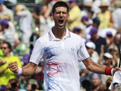Djokovic celebra su victoria ante Murray. 