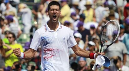 Djokovic celebra su victoria ante Murray. 