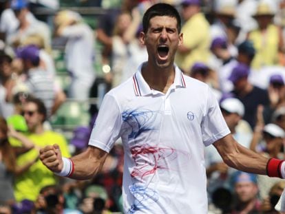 Djokovic celebra su victoria ante Murray. 