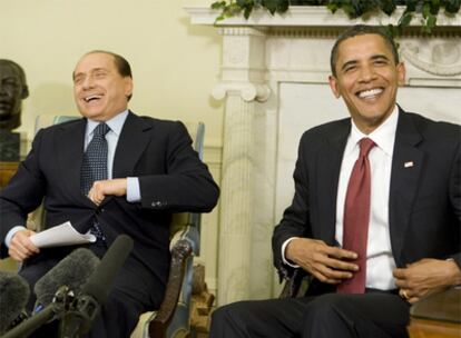 El primer ministro italiano y el presidente de EE UU posan para la prensa tras su encuentro en la Casa Blanca.