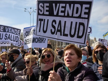 Manifestación en defensa de la sanidad pública celebrada en Madrid el pasado 12 de febrero.
