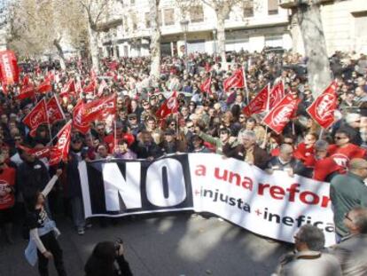 La manifestaci&oacute;n de Valencia en su recorrido por el centro de la ciudad.