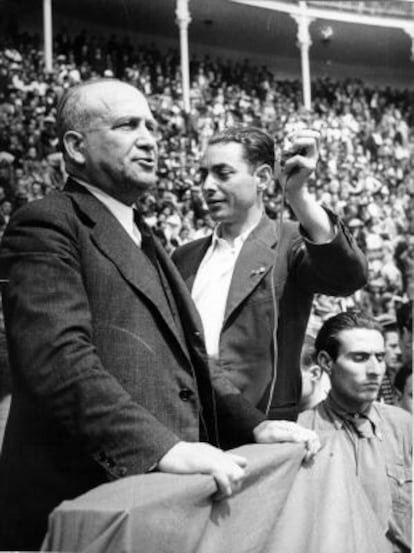 Francisco Largo Caballero, durante un mitin en la plaza de Las Ventas el 5 de abril de 1936. 