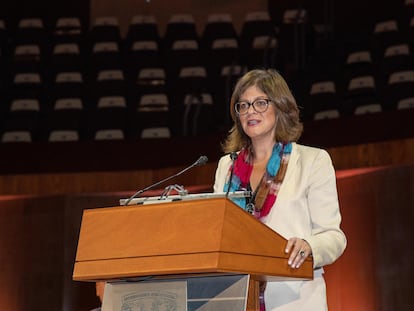 Karina Batthyány, en la ceremonia inaugural de la Novena Conferencia Latinoamericana y Caribeña de Ciencias Sociales (CLACSO 2022), en Ciudad de México.