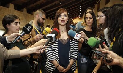 La diputada Mari Carmen Sánchez, de Ciudadanos, hoy, en las Cortes Valencianas.