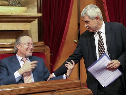 Josep Piqué y Pasqual Maragall en el Parlament.