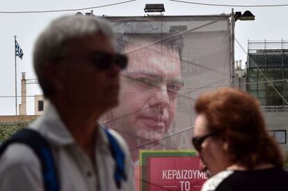 Cartel de Syriza en el centro de Atenas.