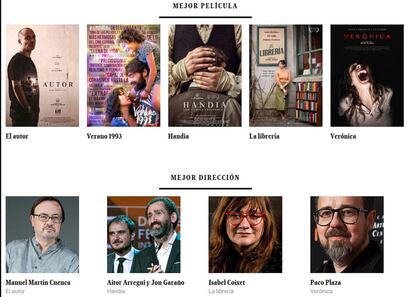 Carteles de las películas nominadas a ls Premios Goya