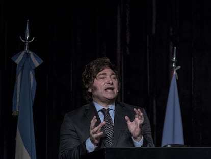 Javier Milei, durante un evento en Buenos Aires, el pasado Abril.