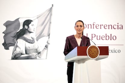 Claudia Sheinbaum este viernes en el Palacio Nacional, en Ciudad de México.