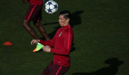 Fernando Torres, en el entrenamiento del martes.