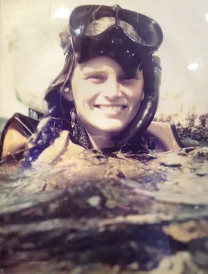 Young biologist Nancy Knowlton during one of her explorations in a provided image.
