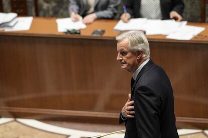 Michel Barnier, este martes en la Asamblea Nacional de París.