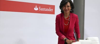 Presidenta del Banco Santander Ana Botin durante una rueda de prensa en Madrid.(07-06-17)