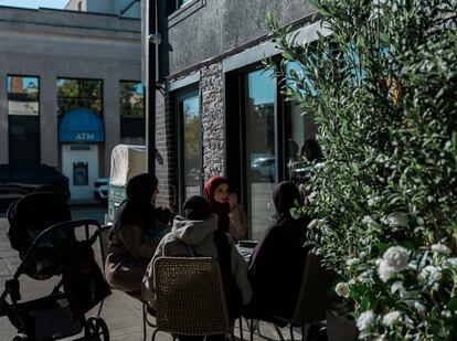 A group of Arab women gathered at a cafe in Dearborn.