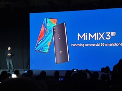 Presentación del Xiaomi mi MIX3 5G, en el MWC19.