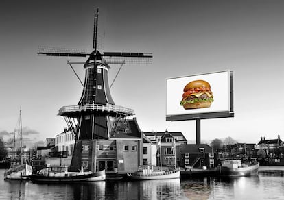 Estampa holandesa con anuncio cárnico.