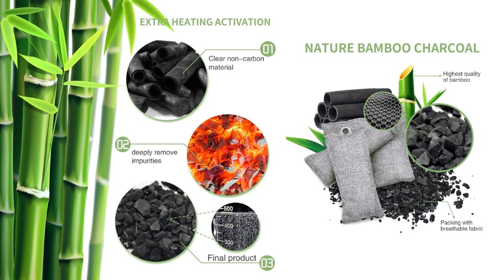 Carbón activado al 100% de bambú.
