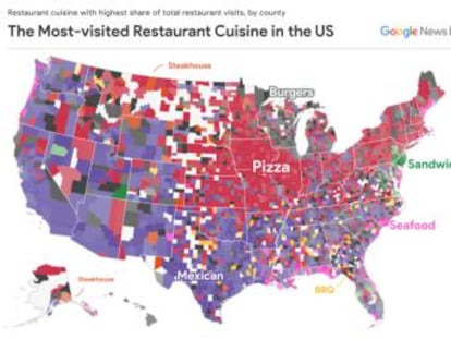 Pizza, tacos, marisco, sandwich, barbacoa y hamburguesas son las comidas preferidas en Estados Unidos.