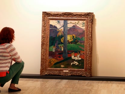 El cuadro 'Mata Mua' durante la exposición de 2012 'Gauguin, viaje a lo exótico' en el museo Thyssen de Madrid.