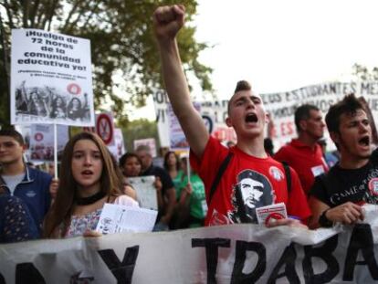 Manifestaci&oacute;n de estudiantes ayer en Madrid, contra los recortes y la ley Wert.