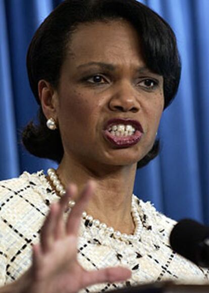 Condoleezza Rice, ayer en una rueda de prensa en la Casa Blanca.
/ AP