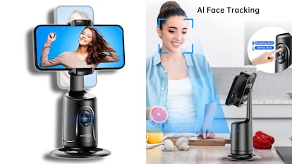 La inteligencia artificial de este soporte para móvil con seguimiento facial se mueve de manera automática.