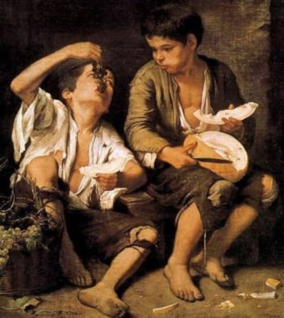 Niños comiendo uvas y melón, de Murillo.