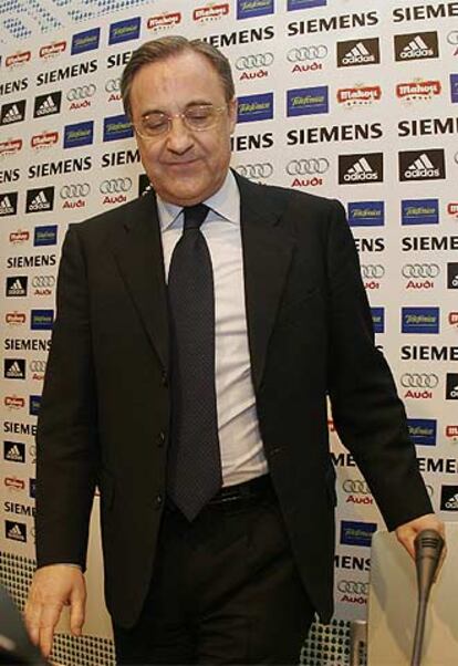 Florentino Pérez, tras anunciar su dimisión.