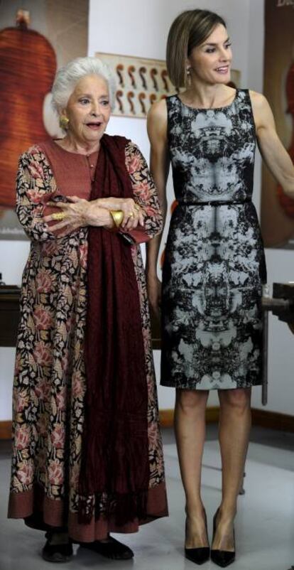 La Reina con la mezzo soprano Teresa Berganza este verano en Oviedo.
