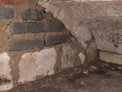 Restos de la cloaca medieval descubierta en Burgos.