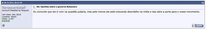 Postagem feita no fórum neonazista 'Stormfront'
