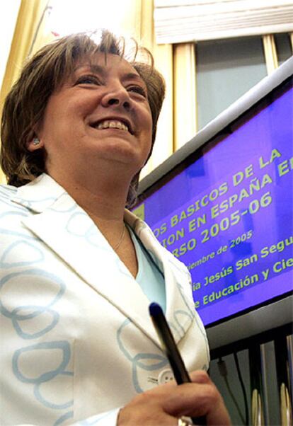 La ministra de Educación, María Jesús San Segundo, durante la presentación del curso escolar 2005-2006.