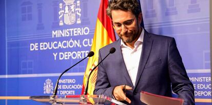 Màxim Huerta, durante el anuncio de su dimisión.