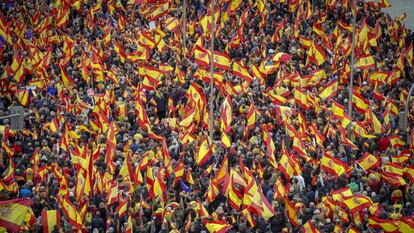 Manifestación en la plaza de Colon de Madrid convocada por el PP, Ciudadanos y Vox.