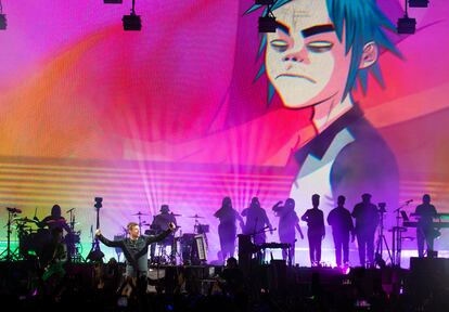 Damon Albarn, en un concierto de Gorillaz en 2018 en California.