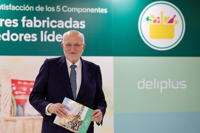 El presidente de Mercadona, Juan Roig, durante el acto de presentación de resultados de la empresa en el centro de coinnovación en Paterna (Valencia), el pasado 11 de marzo.