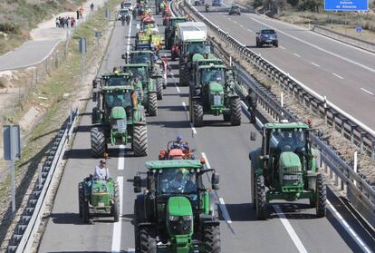 Manifestacion en Monforte del Cid en defensa del campo alicantino este martes.