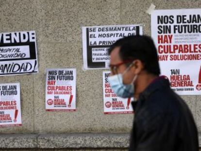 Protestas frente al hospital universitario La Princesa de Madrid.