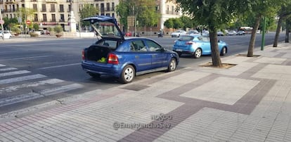 Imagen facilitada por los servicios de emergencia de Sevilla del vehículo que utilizó Boza