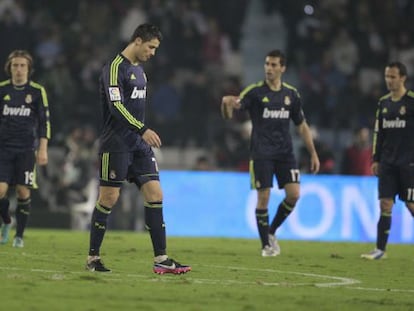 Cristiano Ronaldo and teammates react to going 2-0 down at Celta Vigo on Wednesday night.