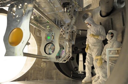 Parte dos instrumentos do LIGO, nos EUA. CALTECH/MIT/LIGO LAB