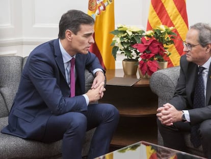 Reunión entre el presidente del Gobierno, Pedro Sánchez y el president de la Generalitat, Quim Torra.