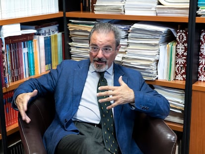 Carlos Flores, en su despacho de la Facultad de Derecho de Valencia, durante la entrevista celebrada la pasada semana.
