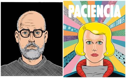 Imagen del propio Clowes, y la portada de 'Paciencia'.