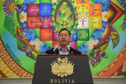 Luis Arce habla durante una conferencia de prensa en la de La Paz (Bolivia), el 11 de junio de 2024.