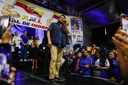 Ecuadorian presidential candidate Fernando Villavicencio on Wednesday before he was assassinated.