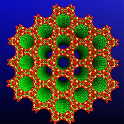 Representación de la zeolita ITQ-33.